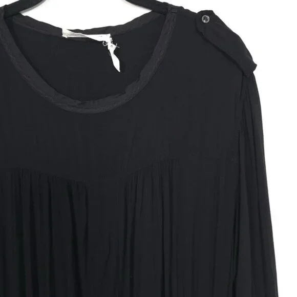 ISABEL MARANT ETOILE Knee-Length Black Ruffle‎ Pleated Dress Size 40 SILK Blend